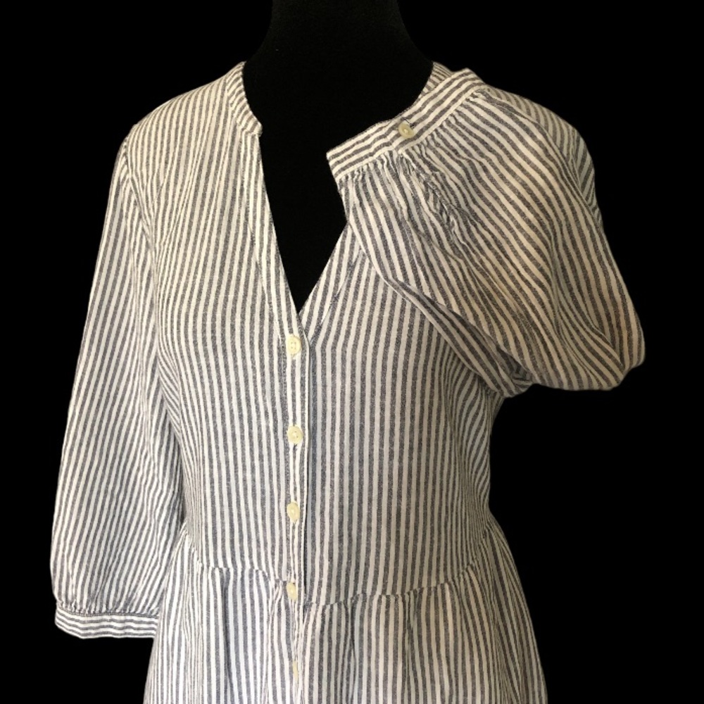 Old Navy Blue and White Striped Button-Front Dress